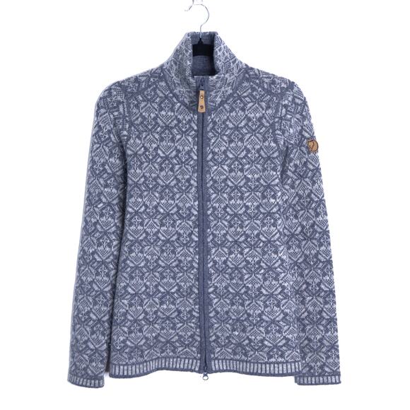 Fjallraven Sweaters - FJALLRAVEN Snow Wool Cardigan Grey Jacquard Full Zip Long Sleeve Women's XS